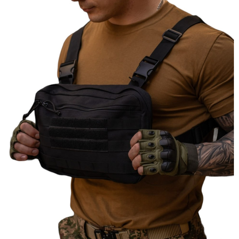 Сумка нагрудна тактична розвантажувальна Silver knigh ARMOUR 004 35х18х10см 6,5л чорний